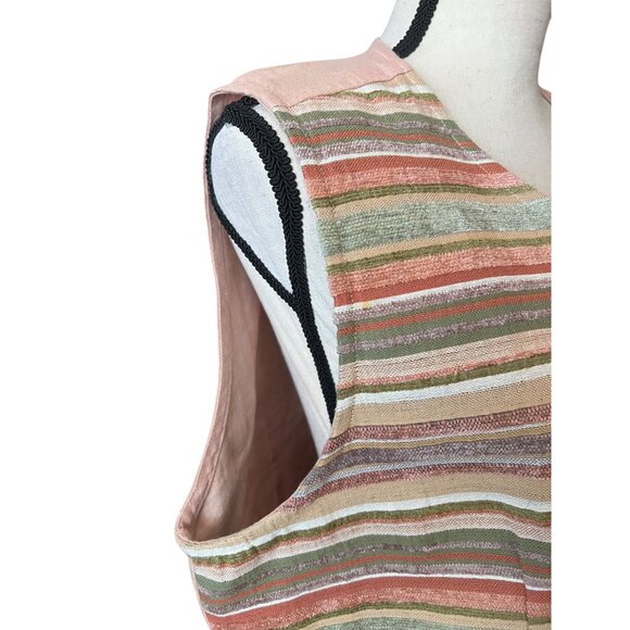 Coldwater Creek Pastel Striped Shell Button-Up Vest Multicolor Tapestry Fabric - Picture 5 of 7